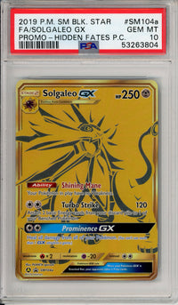 Pokemon Graded: Solgaleo GX #SM104a Hidden Fates (2019) Gold PC Promo Double Infinity Gaming Pokemon Graded: Solgaleo GX #SM104a Hidden Fates (2019) Gold PC Promo Double Infinity Gaming