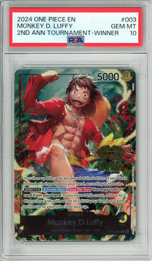 One Piece Graded: Monkey D. Luffy ST13-003 2nd Anniversary Tournament Winner PSA 10