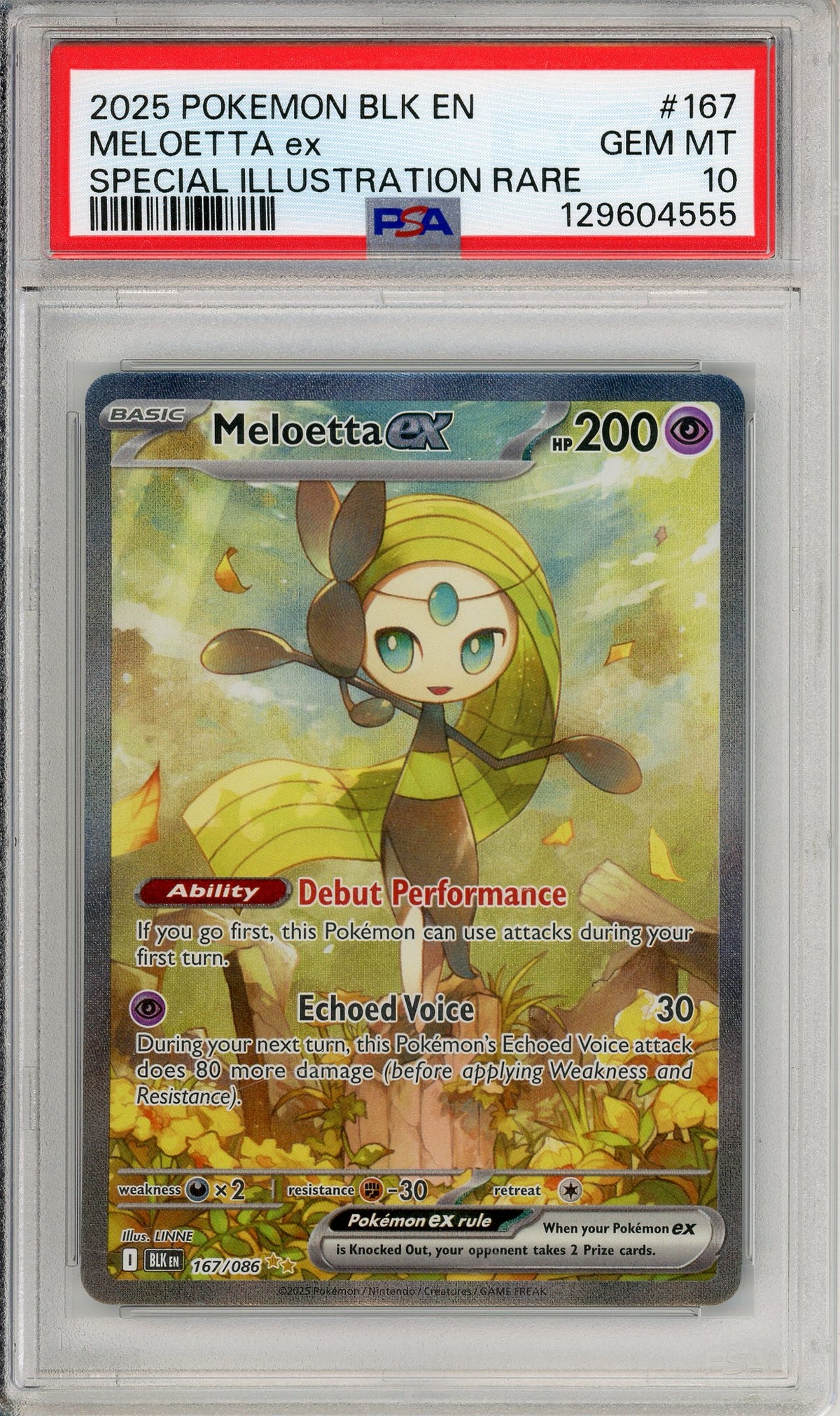 Pokemon Graded: Meloetta ex 167/86 Black Bolt (2025) SIR Holo PSA 10