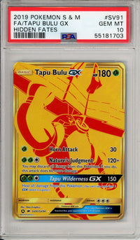 Pokemon Graded: Tapu Bulu GX SV91/SV94 Hidden Fates (2019) Gold Full Art PSA 10
