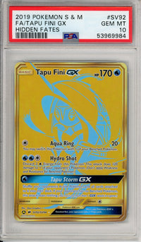 Pokemon Graded: Tapu Fini GX SV91/SV94 Hidden Fates (2019) Gold Full Art PSA 10