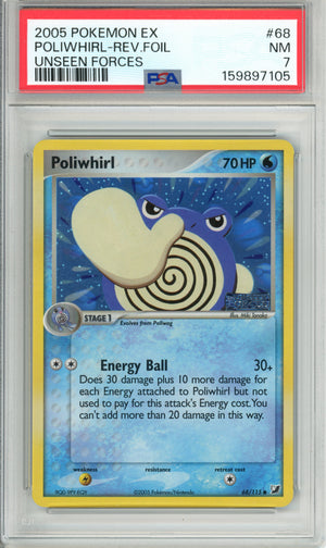 Pokemon Graded: Poliwhirl 68/225 Unseen Forces (2005) Reverse Foil PSA 7