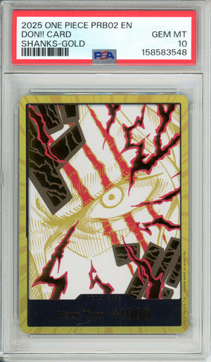 One Piece Graded: Don!! Card Shanks Gold PRB02 (2025) PSA 10