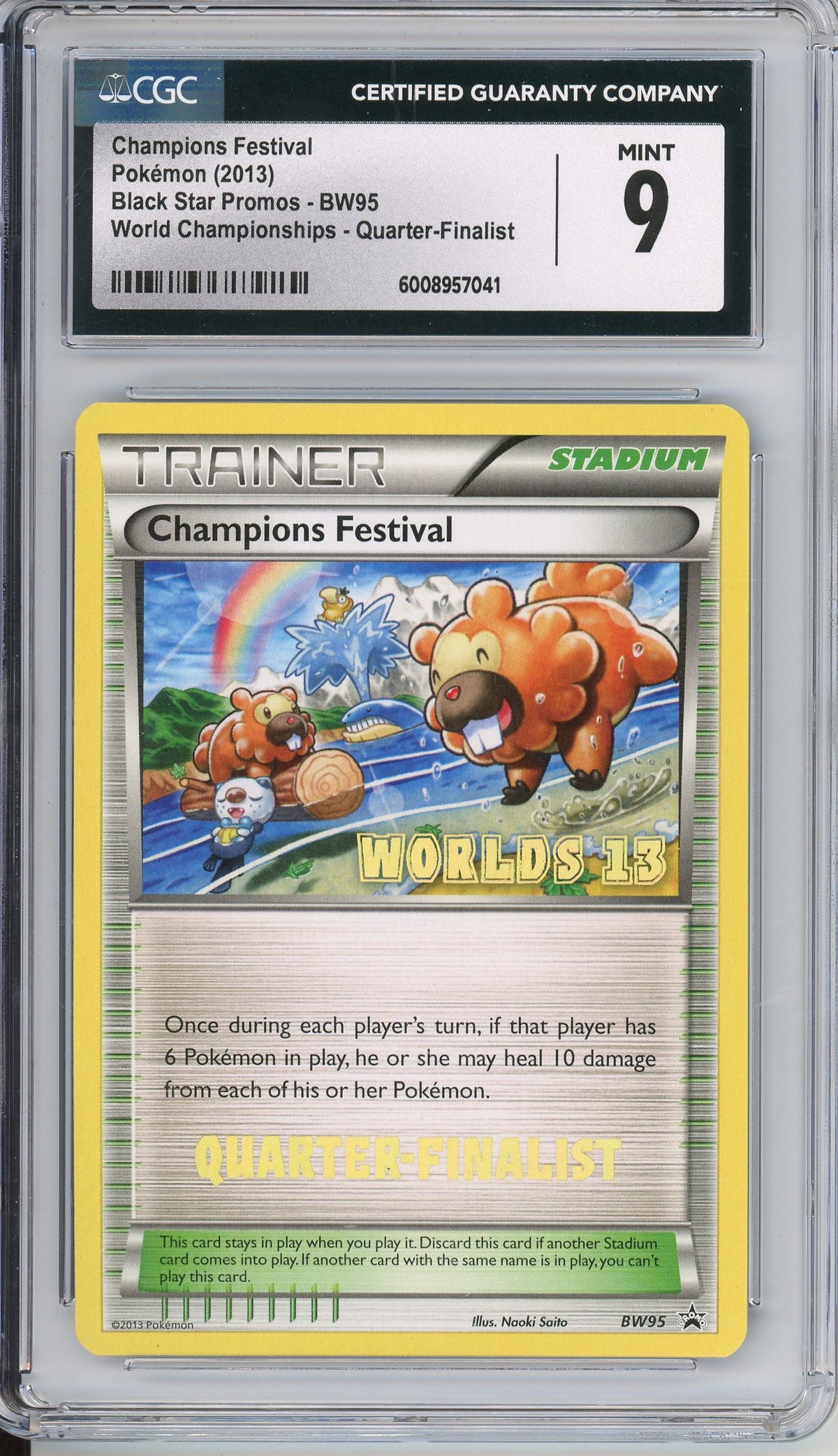 Pokemon Graded: Champions Festival #BW95 Black Star Promo World Championships 2013 Quarter-Finalists CGC 9