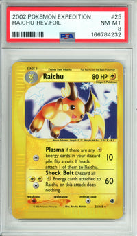 Pokemon Graded: Raichu 25/165 Expedition (2002) Reverse Foil PSA 8