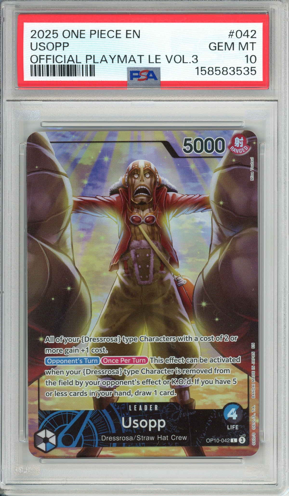 One Piece Graded: Usopp OP10-042 Official Playmat Vol. 3 (2025) PSA 10