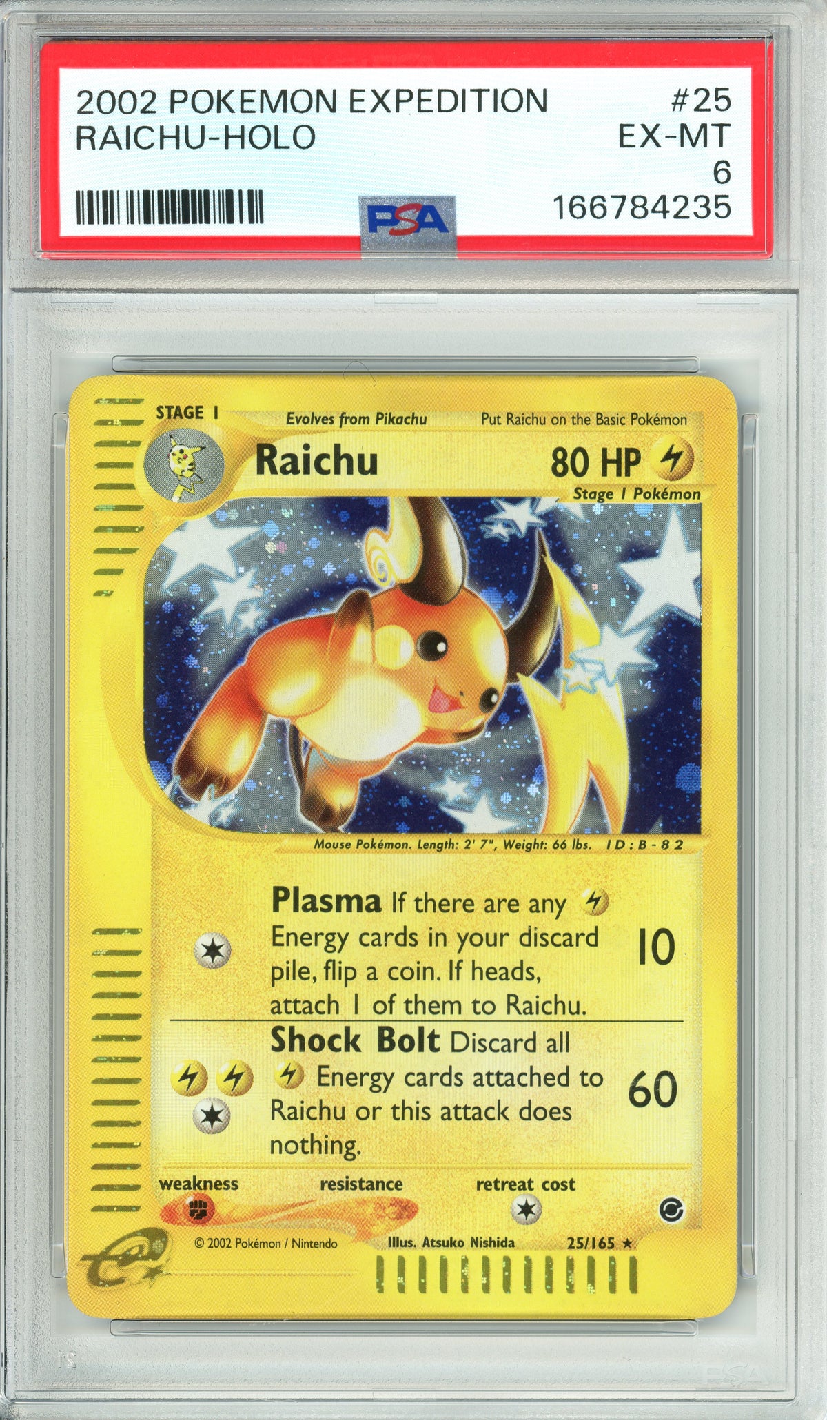 Pokemon Graded: Raichu 25/165 Expedition (2002) Holo PSA 6