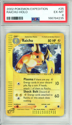 Pokemon Graded: Raichu 25/165 Expedition (2002) Holo PSA 6