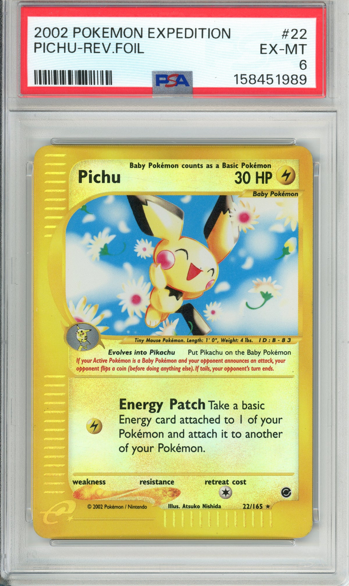 Pokemon Graded: Pichu 22/165 Expedition (2002) Reverse Foil PSA 6