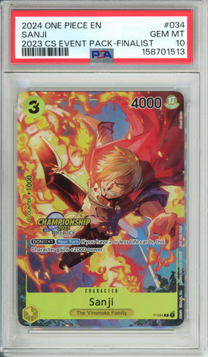 One Piece Graded: Sanji P-034 CS Event Pack Finalist (2024) PSA 10