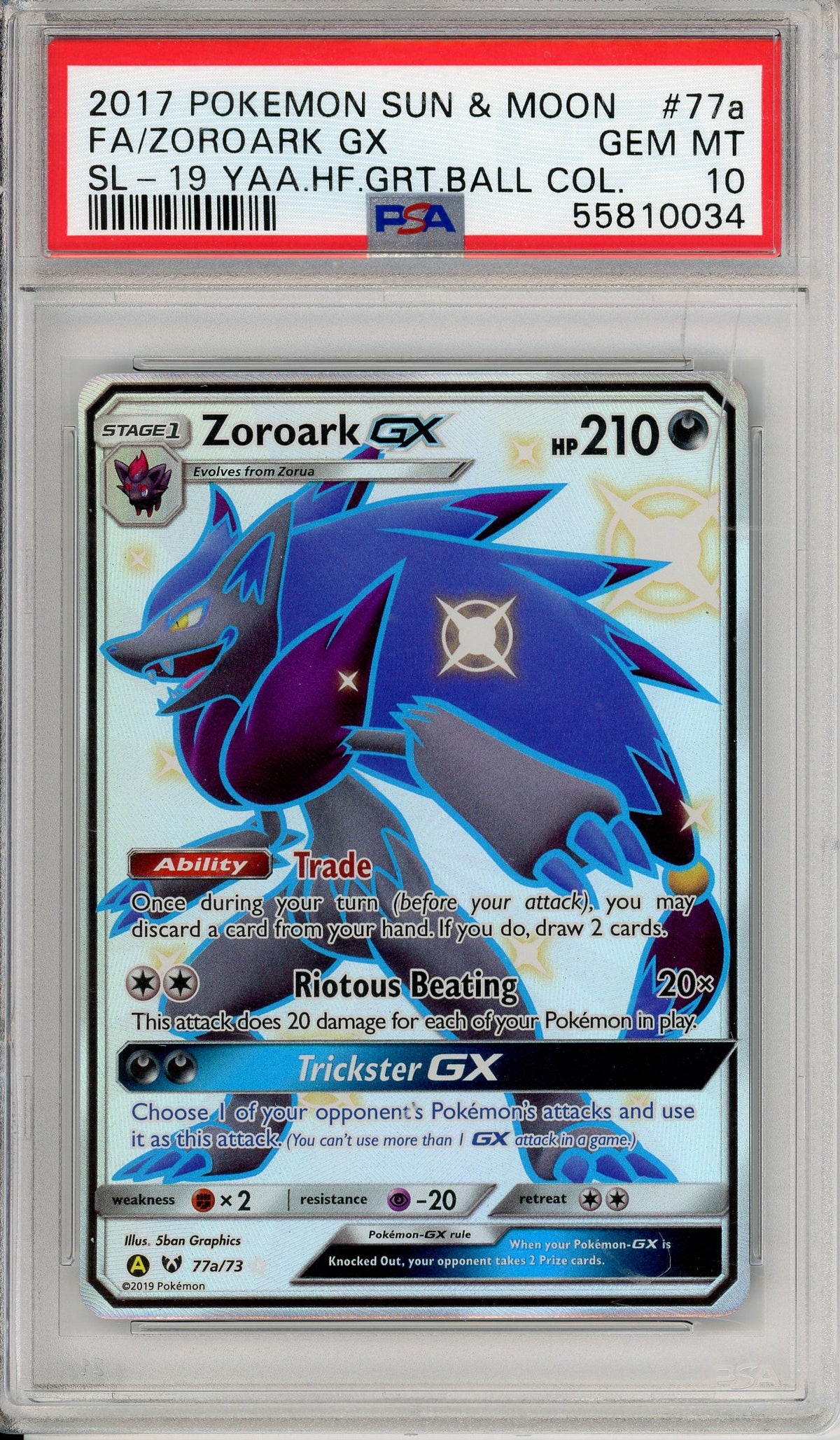 Pokemon Graded: Zoroark GX 77a/73 Sun & Moon Shining Legends (2017) Full Art PSA 10