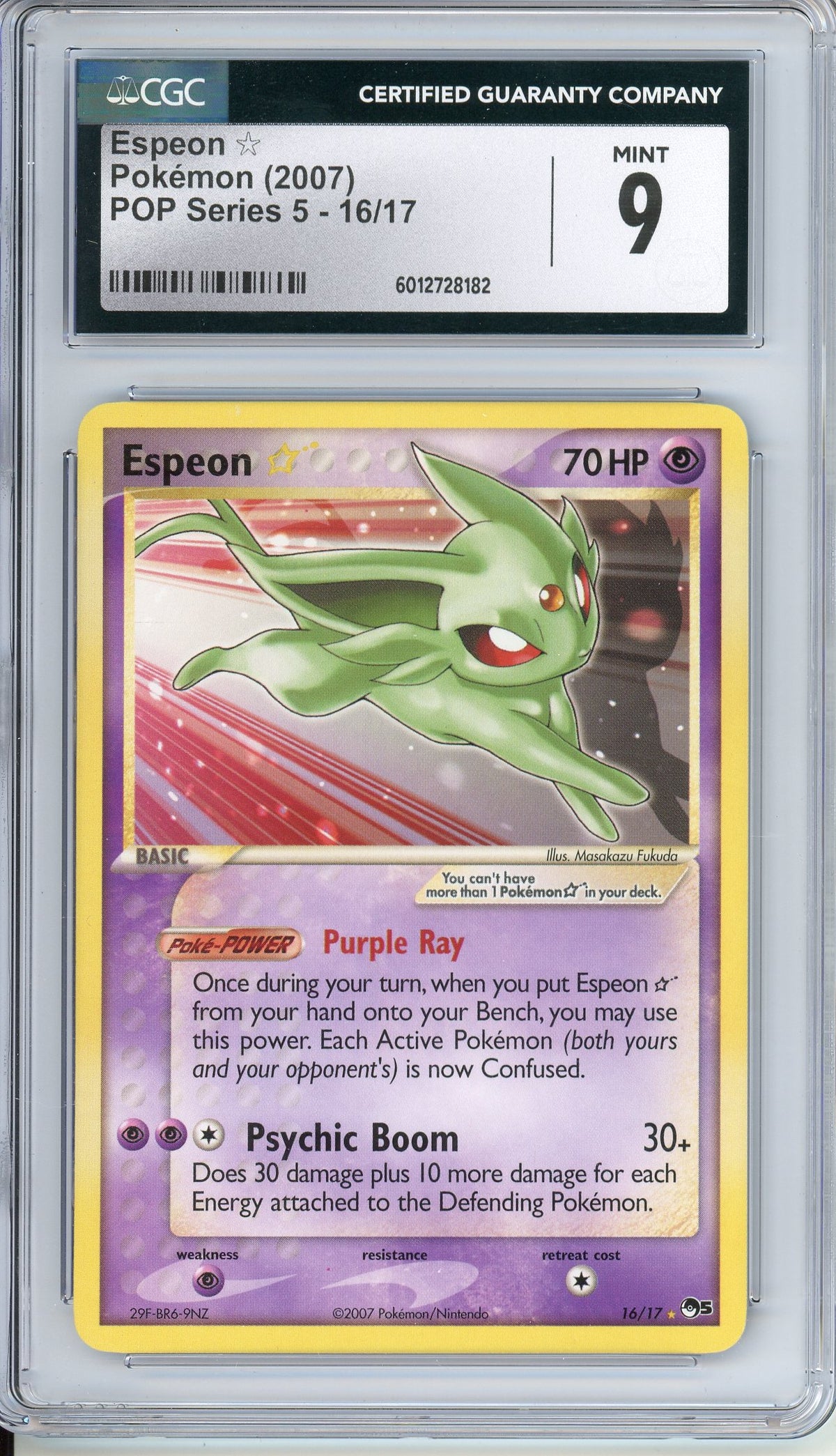 Pokemon Graded: Espeon ☆ Gold Star 16/17 POP Series 5 (2007) CGC 9