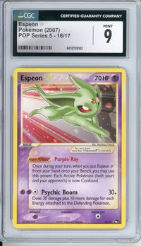 Pokemon Graded: Espeon ☆ Gold Star 16/17 POP Series 5 (2007) CGC 9
