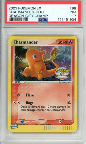 Pokemon Graded: Charmander 98/97 Dragon City Championship (2003) Holo PSA 7
