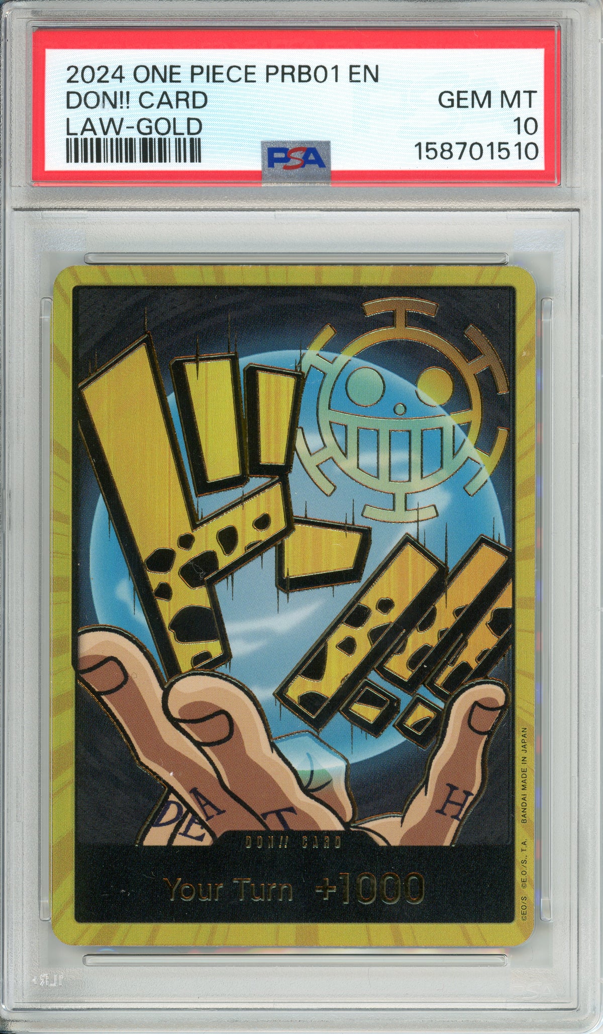 One Piece Graded: Don!! Card Law Gold PRB01 (2024) PSA 10