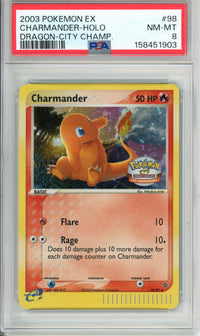 Pokemon Graded: Charmander 98/97 Dragon City Championship (2003) Holo PSA 8