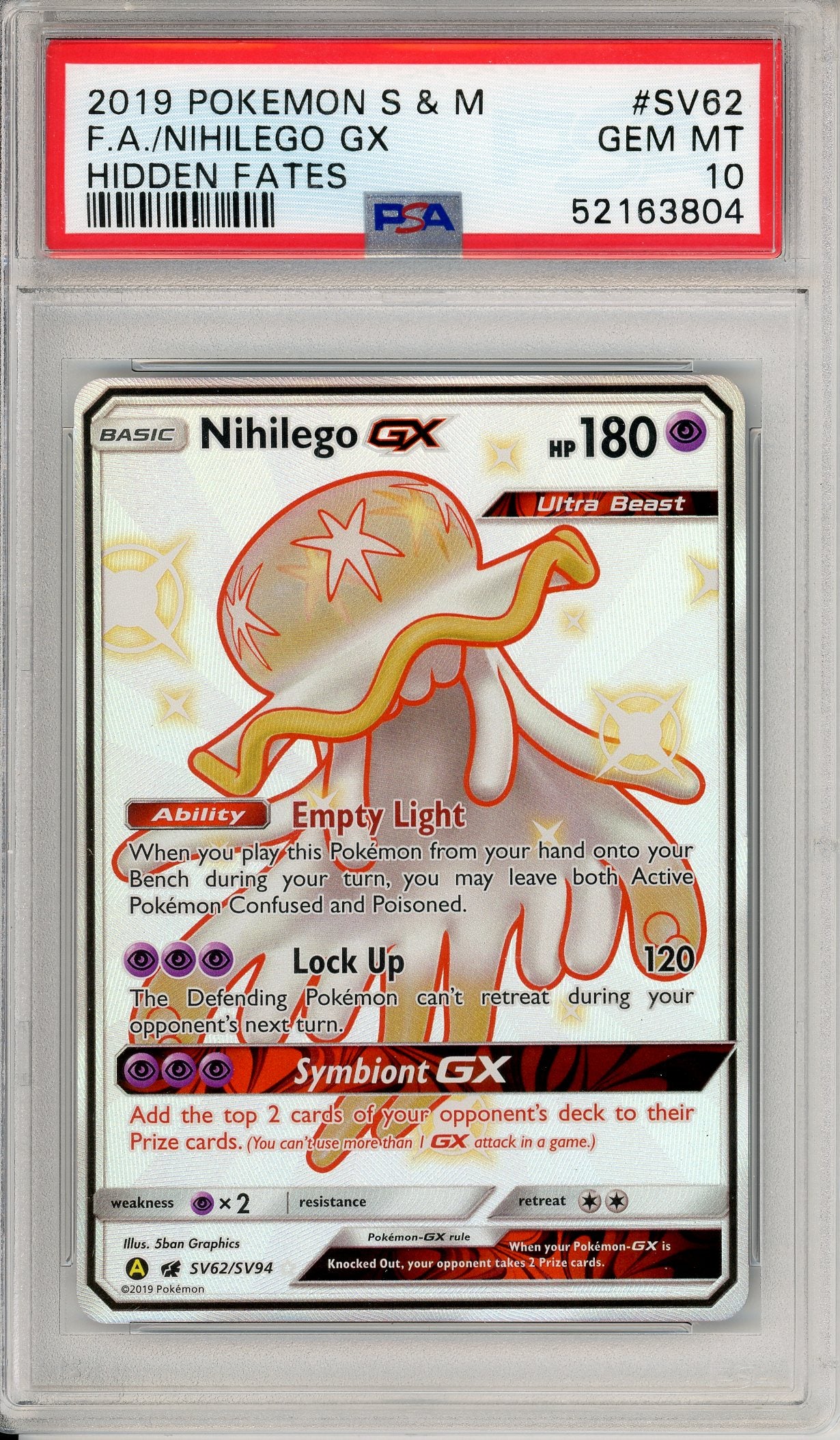 Pokemon Graded: Nihilego GX SV62/SV94 Hidden Fates (2019) Full Art PSA – Double Infinity Gaming