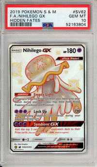 Pokemon Graded: Nihilego GX SV62/SV94 Hidden Fates (2019) Full Art PSA 10