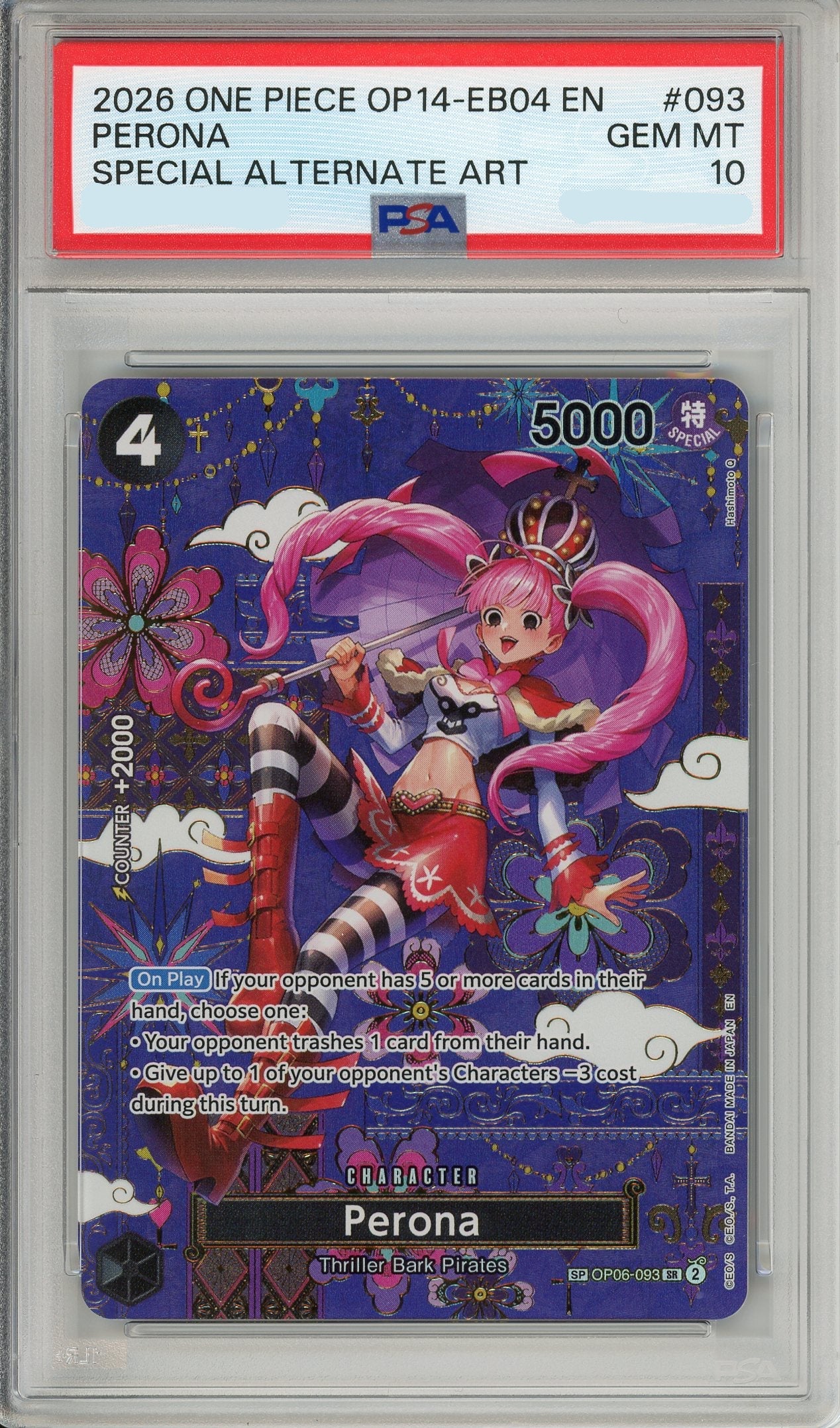 One Piece Graded: Perona Alt Art OP06-093 The Azure Sea's Seven