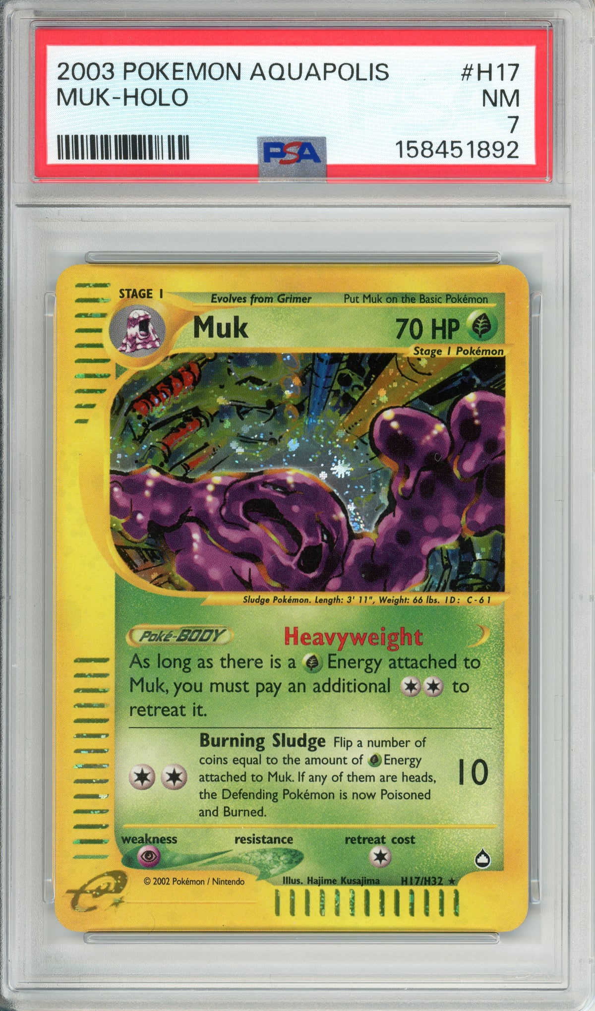 Pokemon Graded: Muk H17/H32 Aquapolis (2003) Holo PSA 7