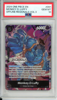 One Piece Graded: Monkey. D. Luffy OP07-091 Offline Regionals 2024 PSA 10