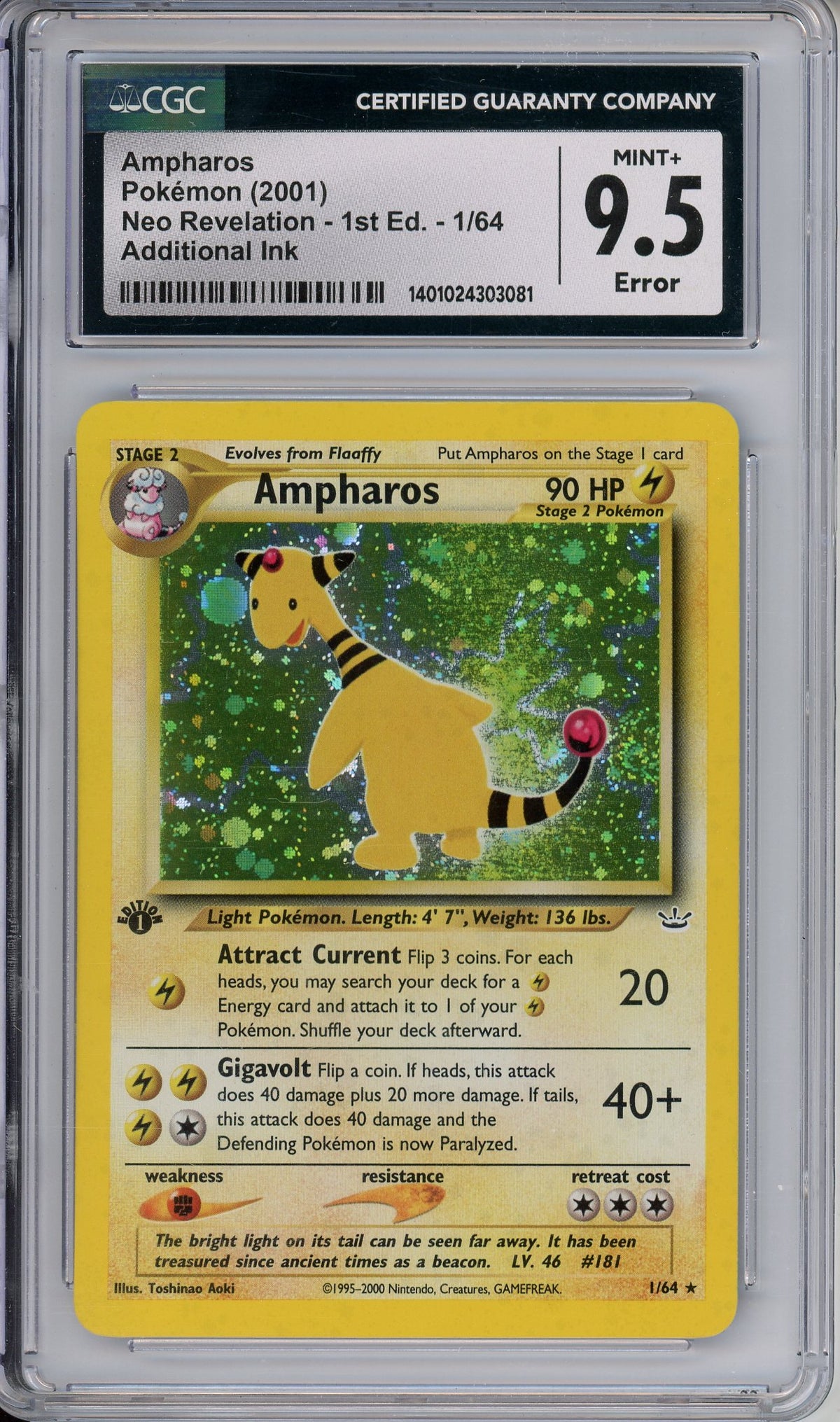 Pokemon Graded: Ampharos 1st Edition CGC 9.5