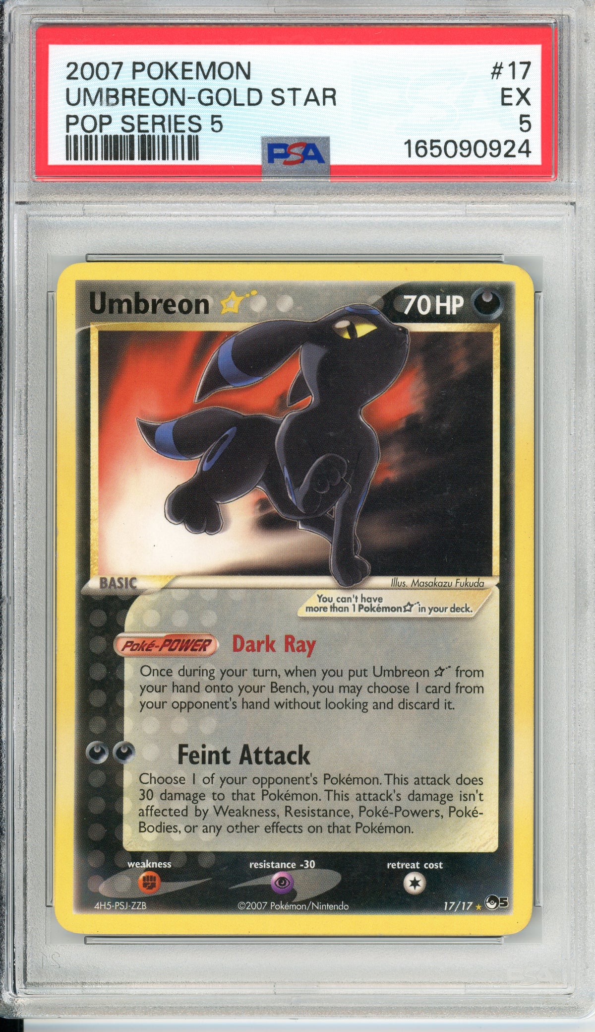 Pokemon Graded: Umbreon- Gold star #17 Pop Series 5 PSA 5
