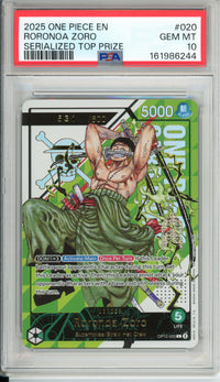 One Piece Graded: Roronoa Zoro 2025 #20 Serialized Top Prize