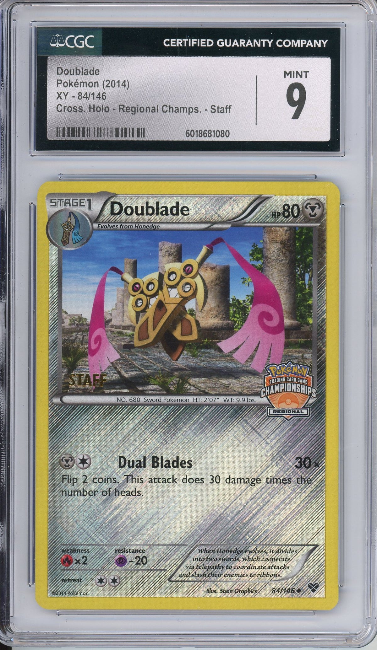 Pokemon Graded: Doublade 84/146 XY Regional Championship STAFF Holo CGC 9