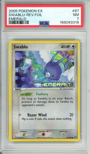 Pokemon Graded: Swablu 67/206 Emerald (2005) Reverse Foil PSA 7