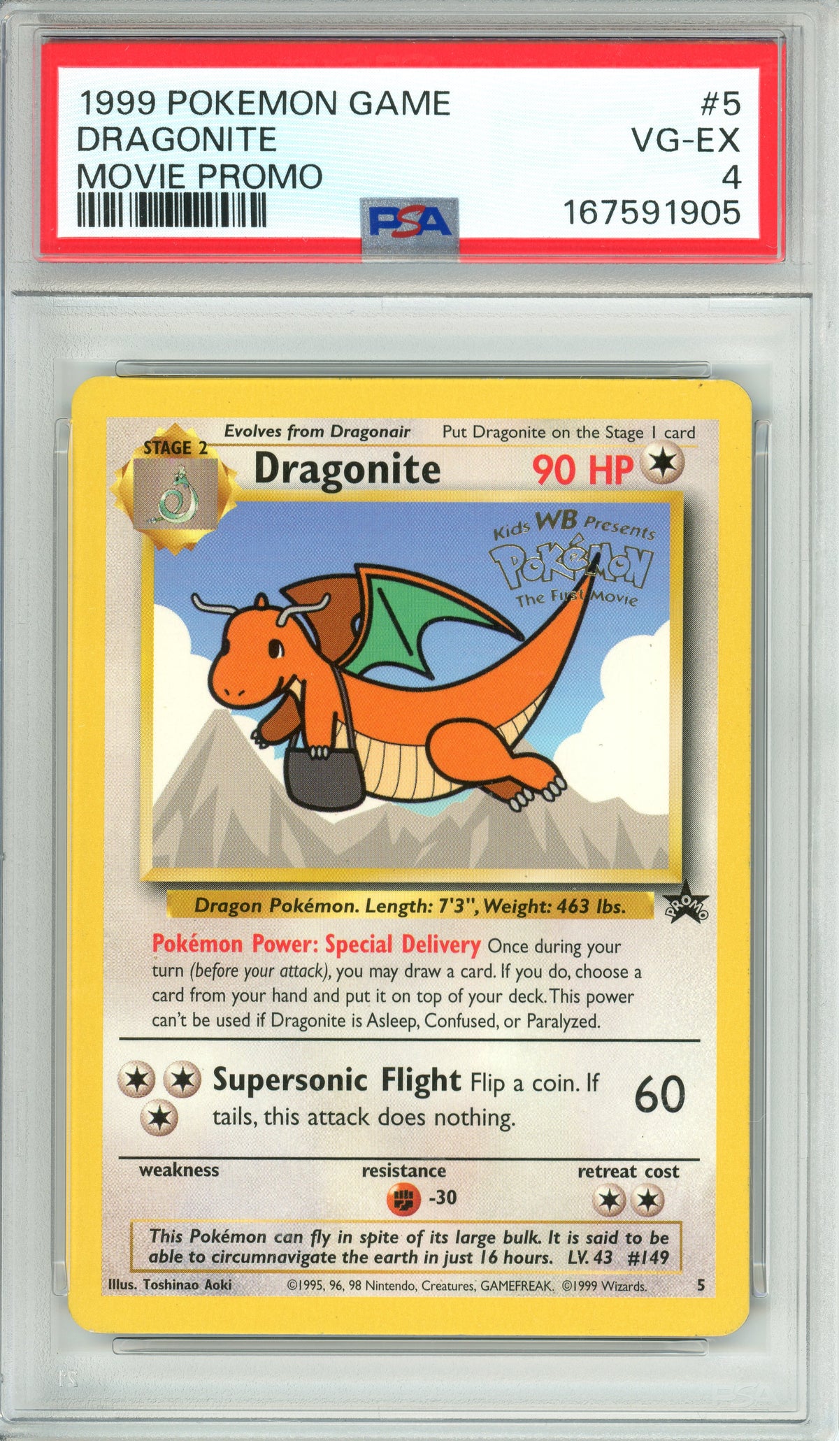 Pokemon Graded: Dragonite #5 Movie Promo (1999) PSA 4