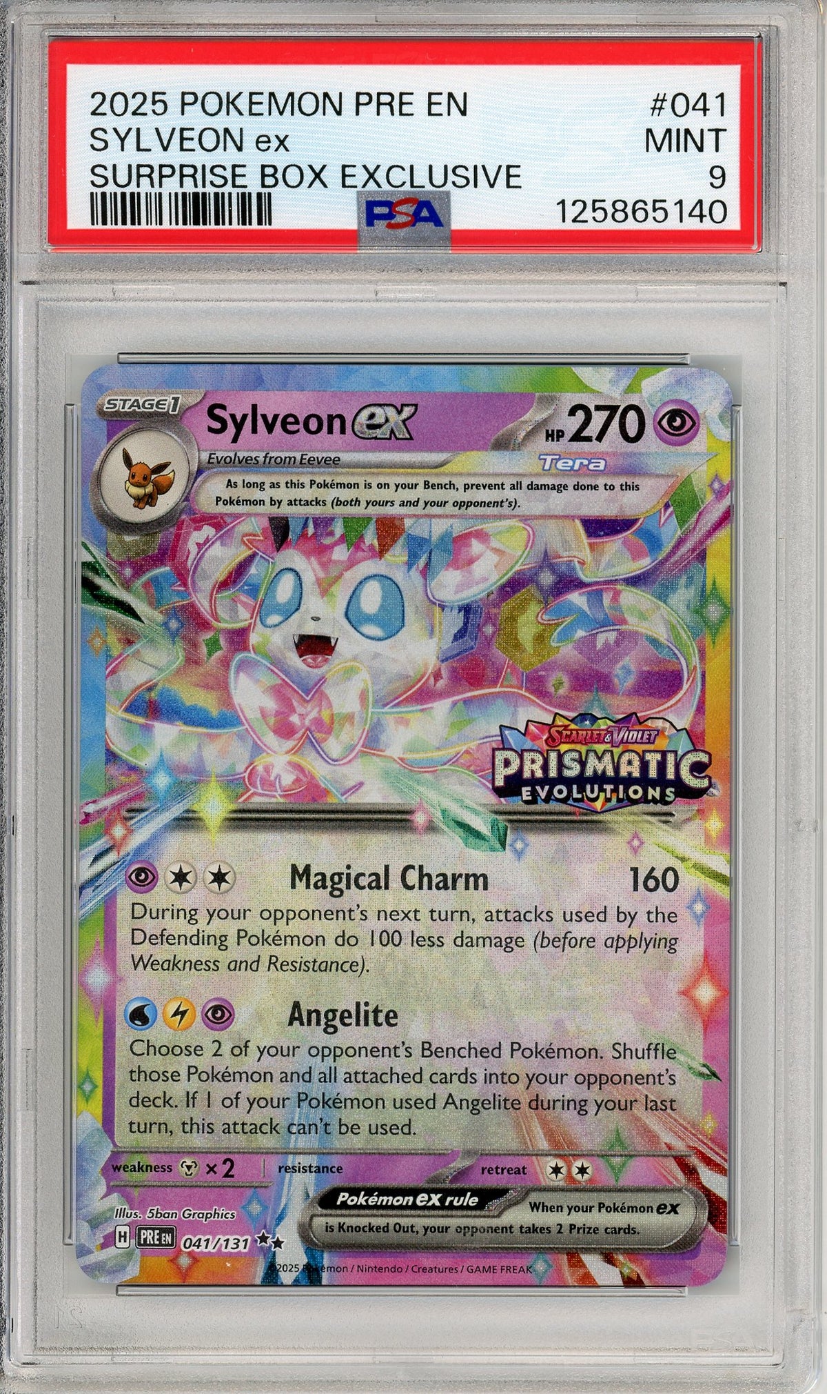 Pokemon Graded: Sylveon ex 34/131 Prismatic Evolutions Stamped Surprise Box (2025) Holo PSA 9