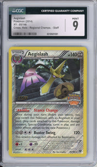 Pokemon Graded: Aegislash 85/146 XY Regional Championship STAFF Holo CGC 9