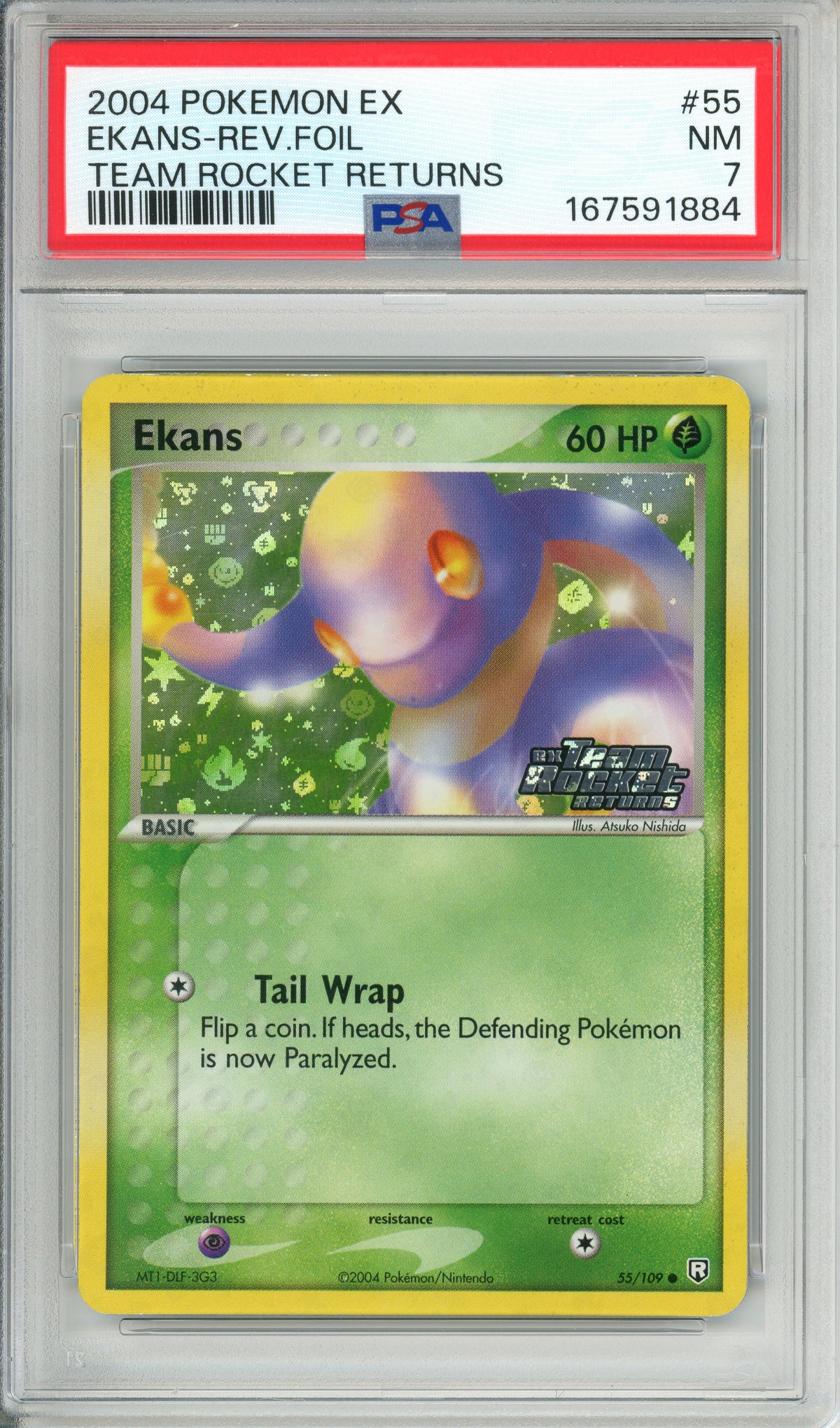 Pokemon Graded: Ekans 55/109 Team Rocket Returns (2004) Reverse Holo PSA 7