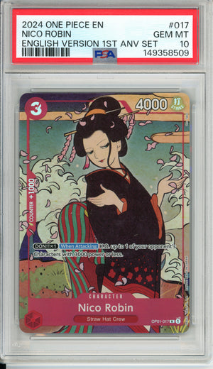 One Piece Graded: Nico Robin OP01-017 1st Anniversary Set (2024) PSA 10