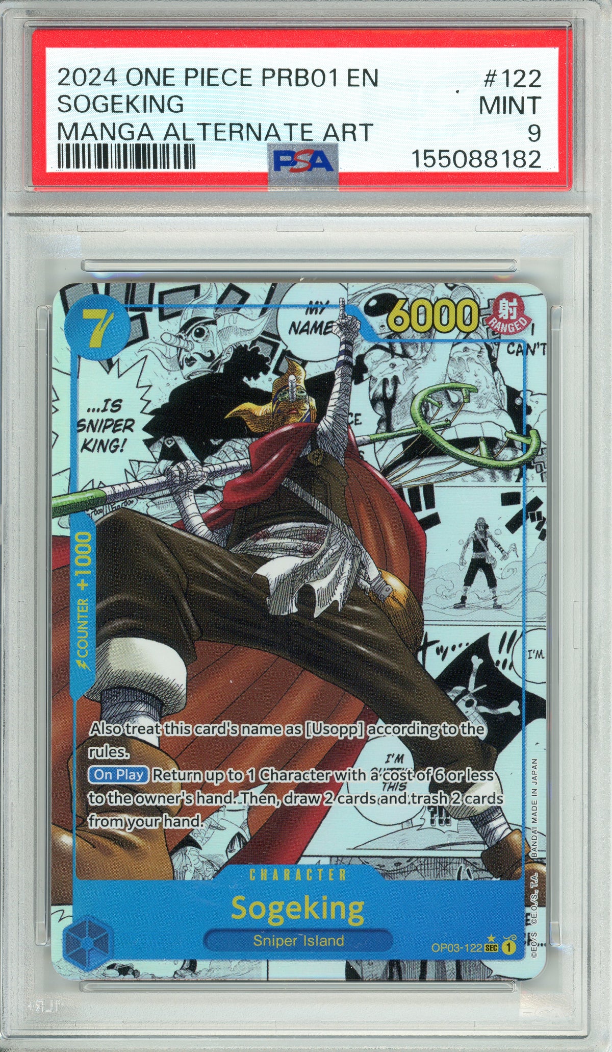 One Piece Graded: Sogeking PRB01 Manga Alternate Art PSA 9