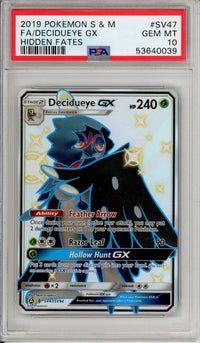 Pokemon Graded: Decidueye GX SV47/SV94 Hidden Fates (2019) Full Art PSA 10