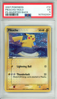 Pokemon Graded: Pikachu 12/17 Pop Series 5 (2007) Inverted Back PSA 5