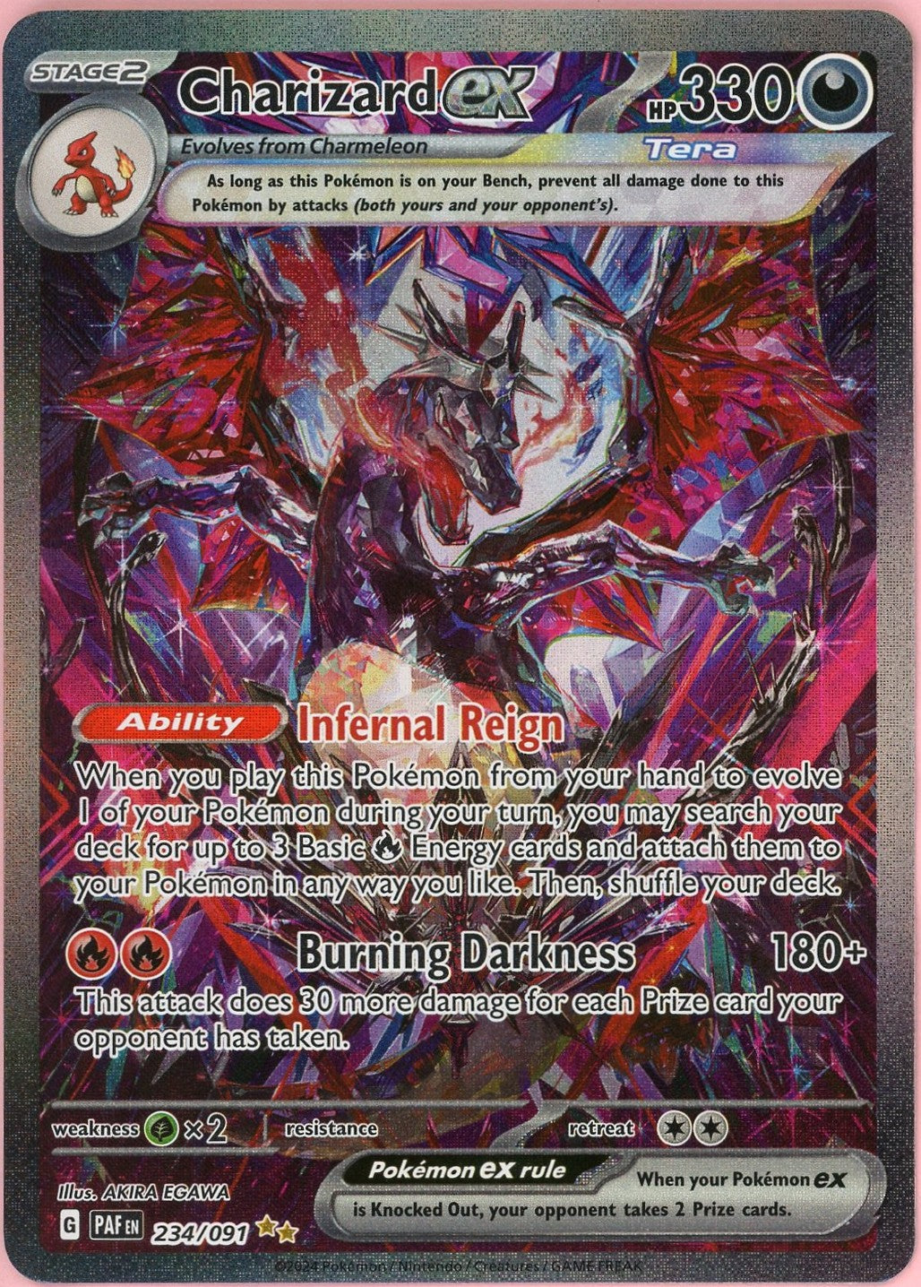 Pokemon Single: Charizard ex 234/91 Paldean Fates (2024) IR Holo NM