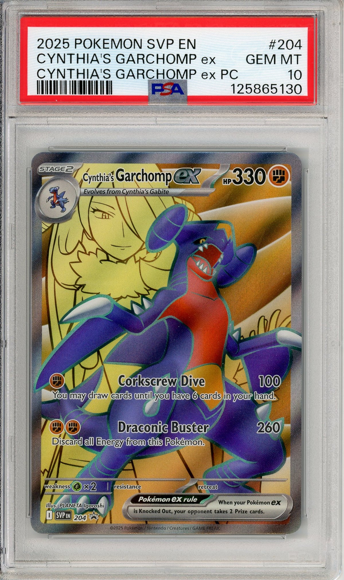 Pokemon Graded: Cynthia's Garchomp ex 215/182 Destined Rivals (2025) Holo PSA 10