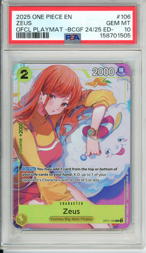 One Piece Graded: Zeus OP11-106 Official Playmat Bandai Fest 24-25 PSA 10