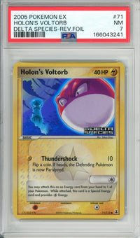 Pokemon Graded: Holon's Voltorb 71/113 Delta Species (2005) Reverse Foil PSA 7