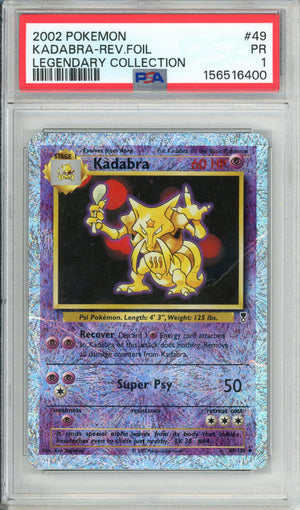 Pokemon Graded: Kadrabra 49/1 Re10 Legendary Collection (2002) Reverse Foil PSA 1