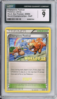 Pokemon Graded: Champions Festival #BW95 Black Star STAFF Promo World Championships 2013 CGC 9
