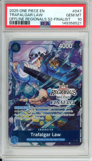 One Piece Graded: Trafalgar Law OP07-047 Offline Regionals Finalist PSA 10