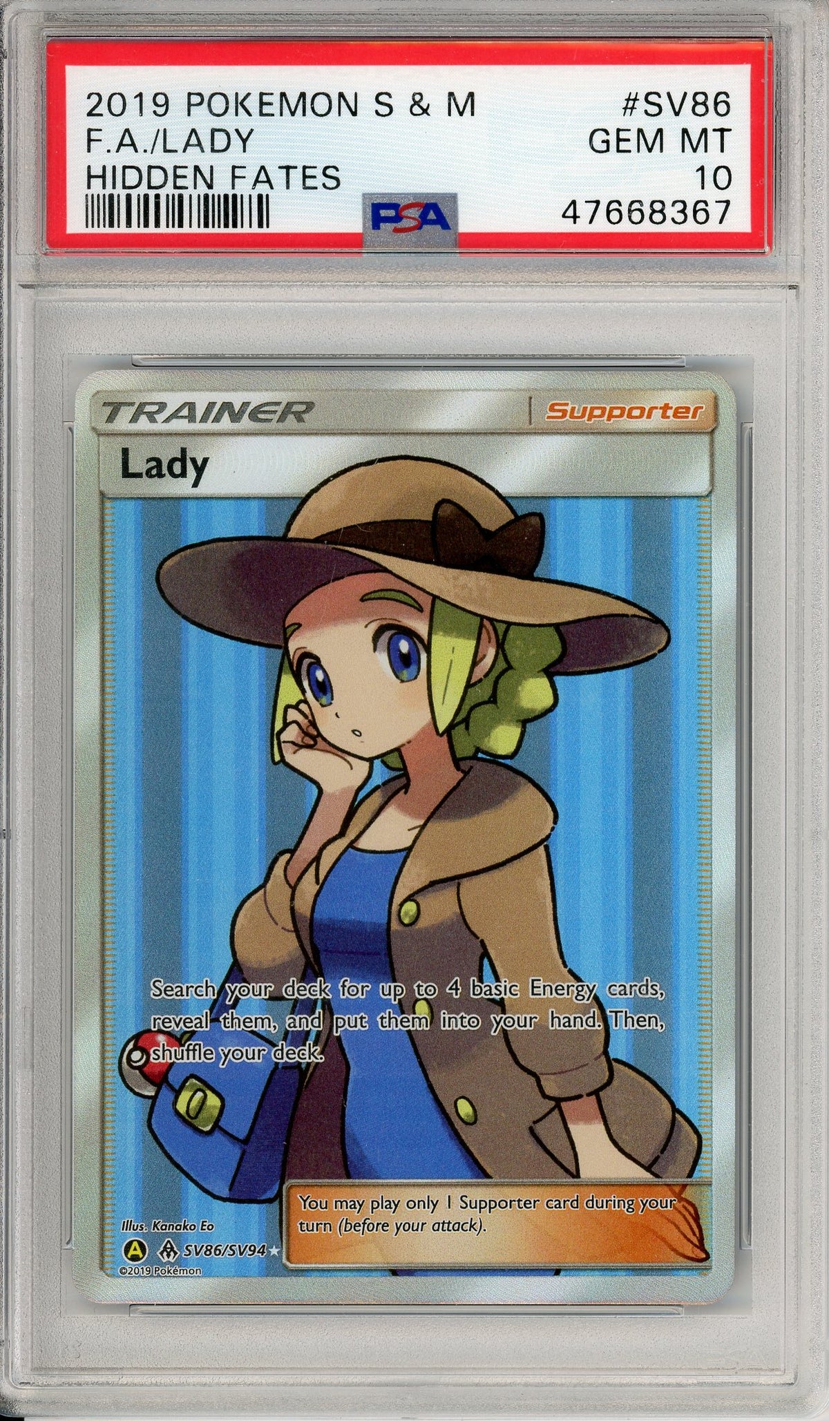 Pokemon Graded: Lady SV86/SV94 Hidden Fates (2019) Full Art PSA 10