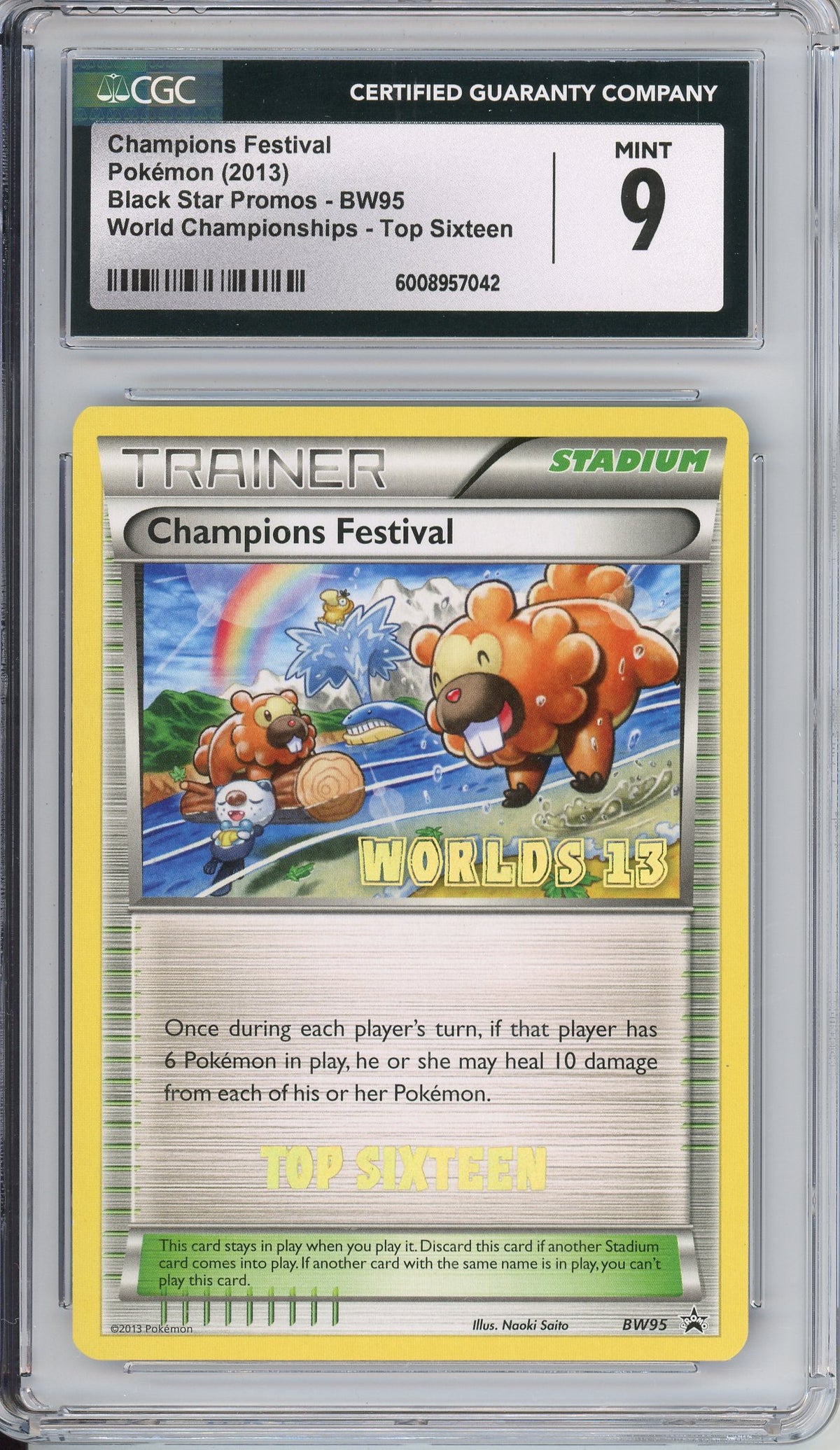 Pokemon Graded: Champions Festival #BW95 Black Star Promo World Championships 2013 Top Sixteen CGC 9