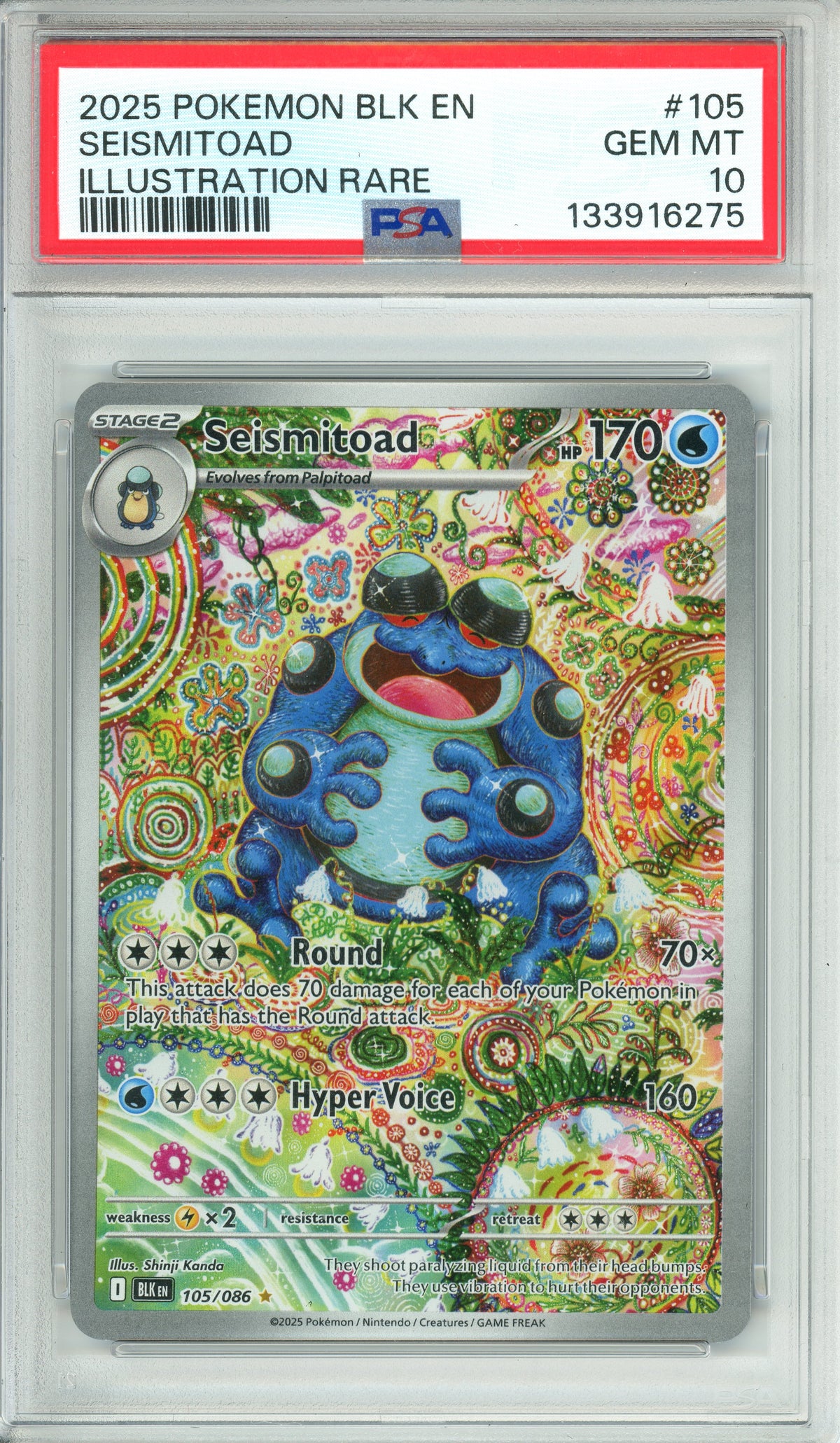 Pokemon Graded: Siesmitoad 105/86 Black Bolt (2025) IR PSA 10