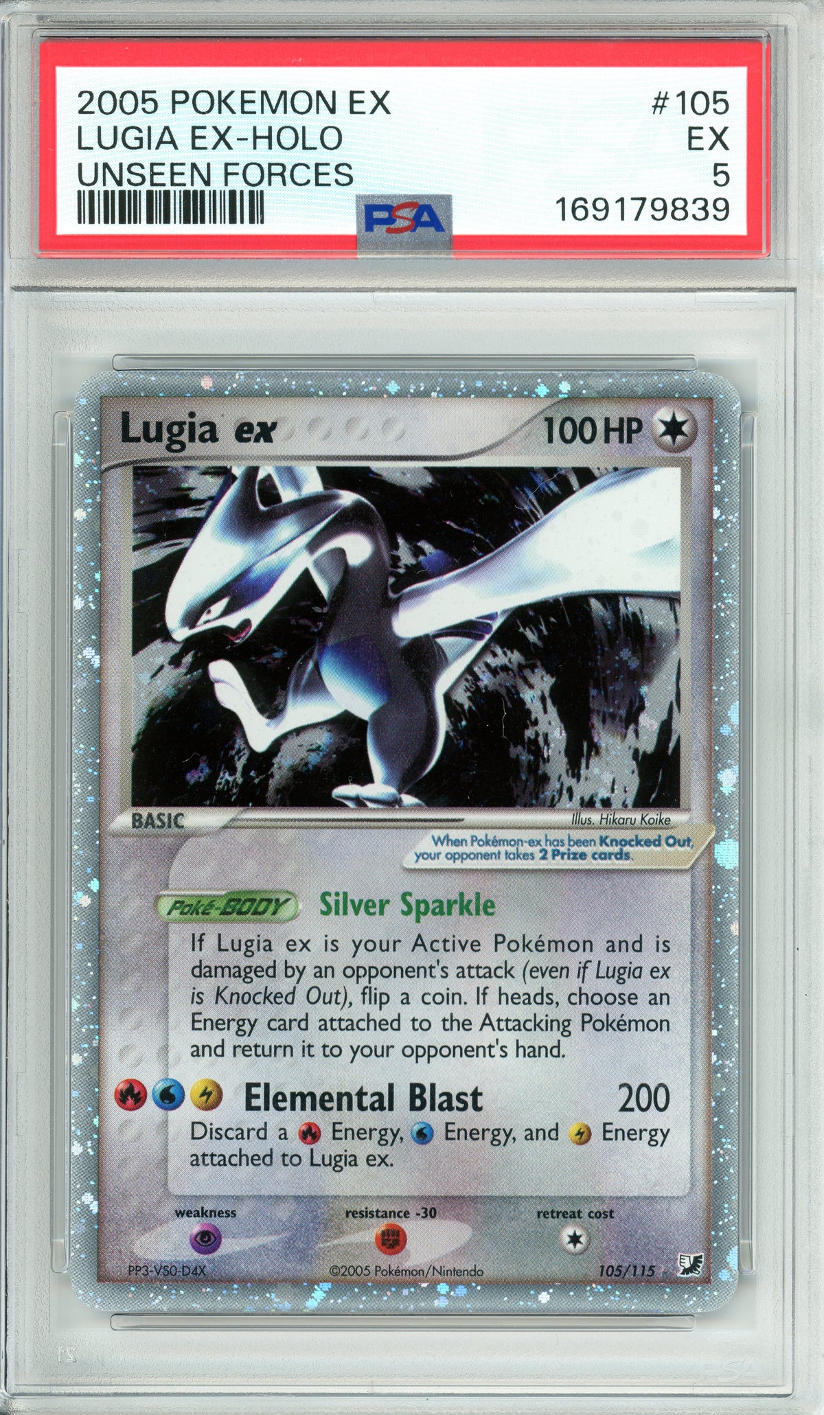 Pokemon Graded: Lugia ex 105/115 Unseen Forces (2005) Holo PSA 5