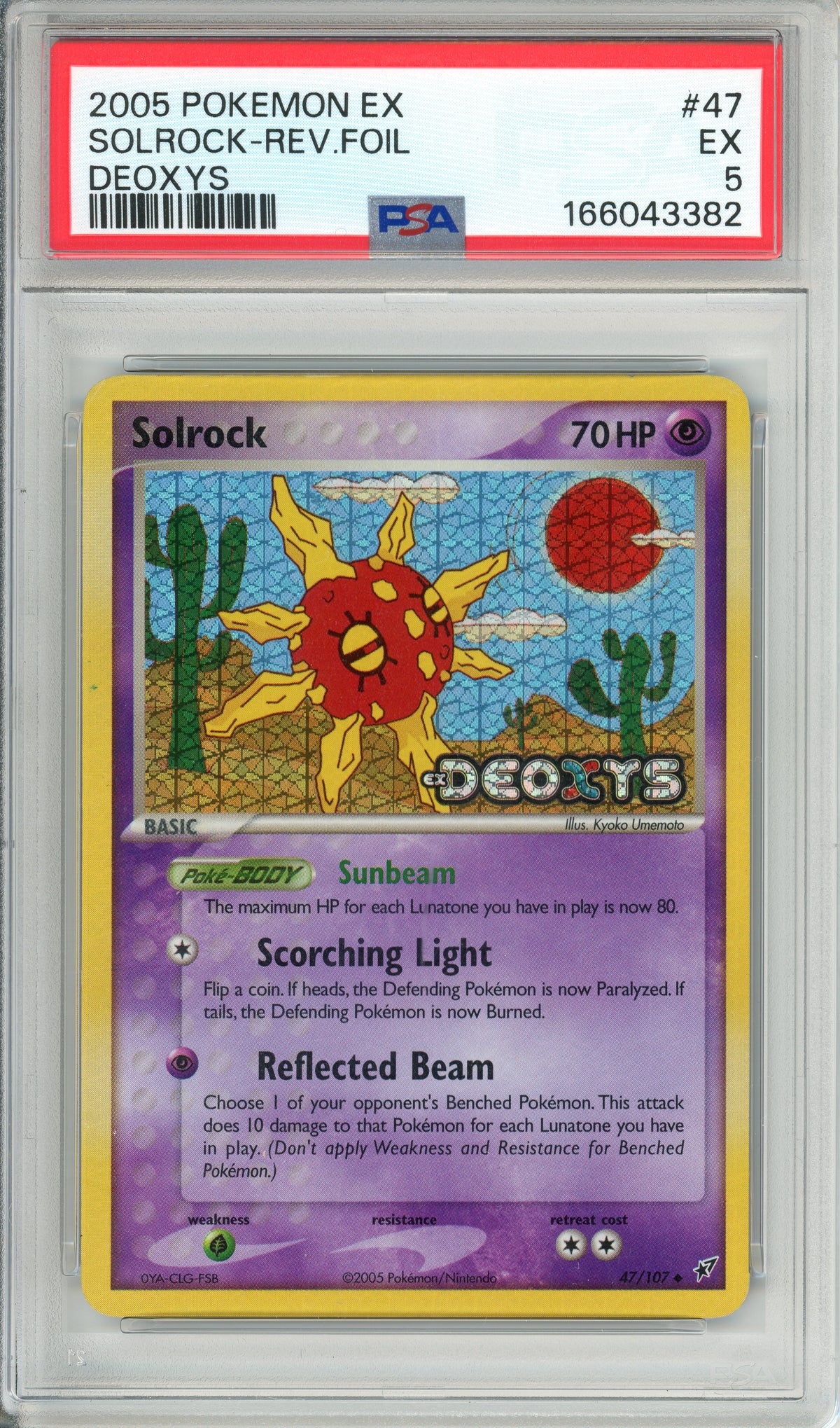 Pokemon Graded: Solrock 47/107 EX Deoxys (2005) Reverse Foil PSA 5